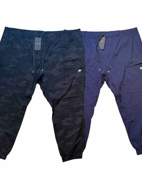 Lot 2 Pairs NWT Fabletics Men’s 4X The One Joggers Deep Navy Black Tactical Camo